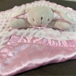 Pink Bunny Rabbit Lovey Security Blanket Satin 16” Easter Baby Pro Goleem